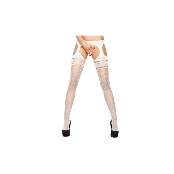 Passion - Collants Avec Jarretière Bs002 Blanc