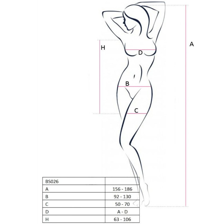 Passion - Woman Bs026 Schwarzer Kleiderstil Bodystocking, Eine Grösse