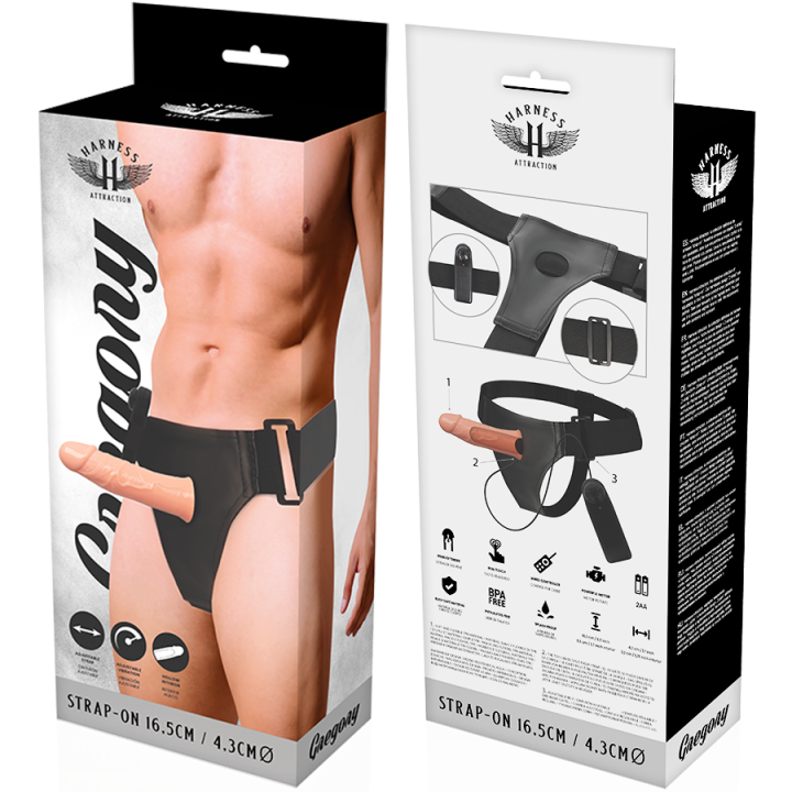 Harness Attraction - Gregory Hollow Rnes Com Vibrador 16.5 cm -o- 4.3 cm