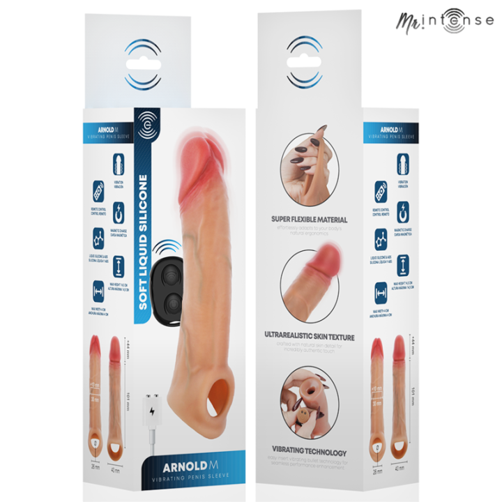 Mr Intense - Arnold m Vibrateur Manchon Pénis en Silicone Avec Télécommande 14,5 cm -ø- 4 cm