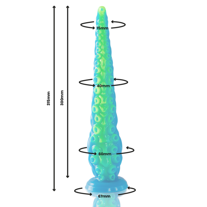 Epic - Scylla Dildo Tentáculo Fino Fluorescente Tamaño Grande