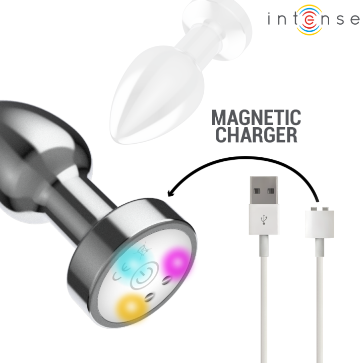 Intense - Plug Anale Vibrante in Metallo Con Luci Led e Telecomando - Taglia m