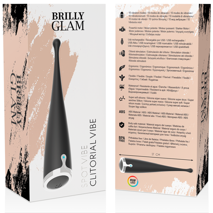 Brilly Glam - Spot Vibe Vibrador Clitorial Orgasmico Silicona Negro