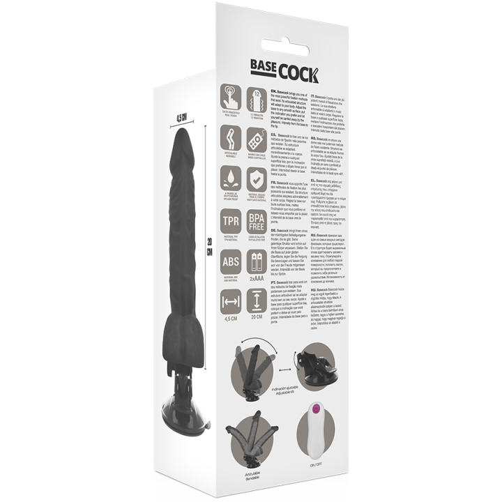 Basecock - Vibrateur Articulable Télécommande Noir 20 cm -o- 4.5 cm