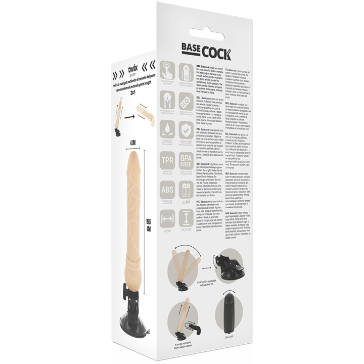 Basecock - Realistyczny Wibrator Pilot Zdalnego Sterowania 19.5 cm -o- 4 cm