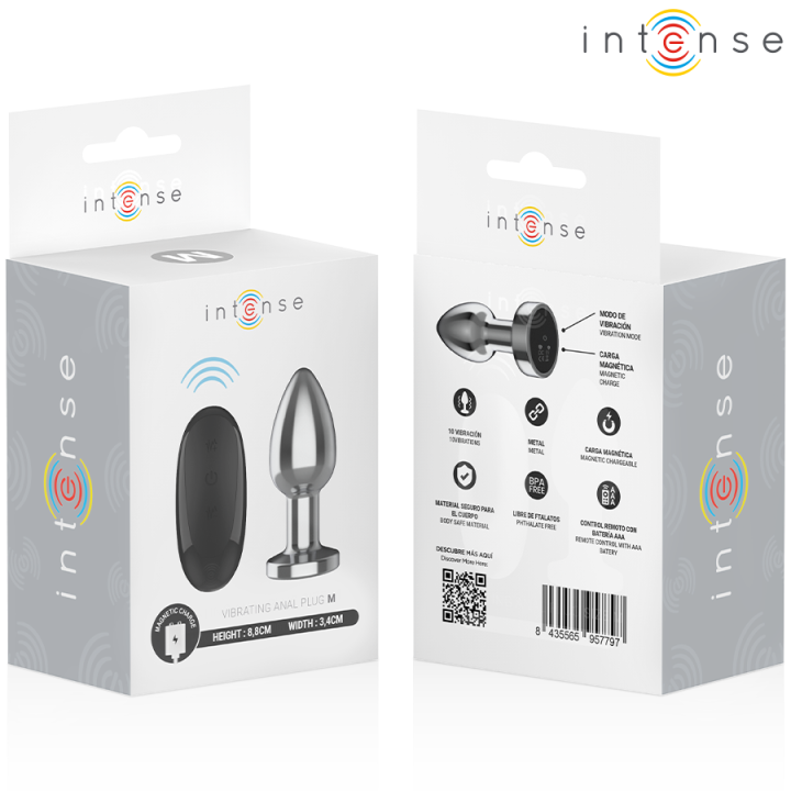 Intense - Plug Anal 10 Vibrations Métal Avec Télécommande m