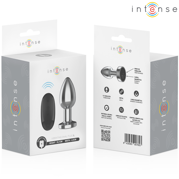 Intense - Plug Anal 10 Vibraciones Metal Con Control Remoto l