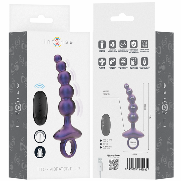 Intense - Tito Vibrador Anal Plug Modelo 3 Controle Remoto