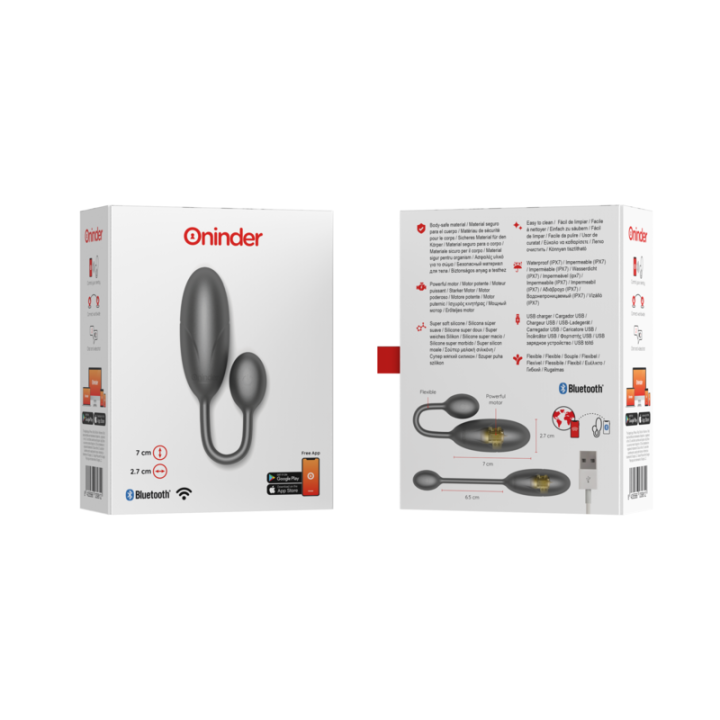 Oninder - Denver Huevo Vibrador Negro 7 x 2.7 cm - App Gratuita