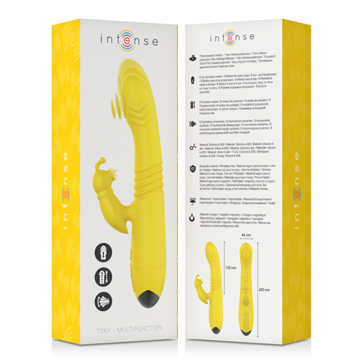 Intense - Vibrateur Multifonction Toky up & Down Avec Stimulateur Clitoral Jaune