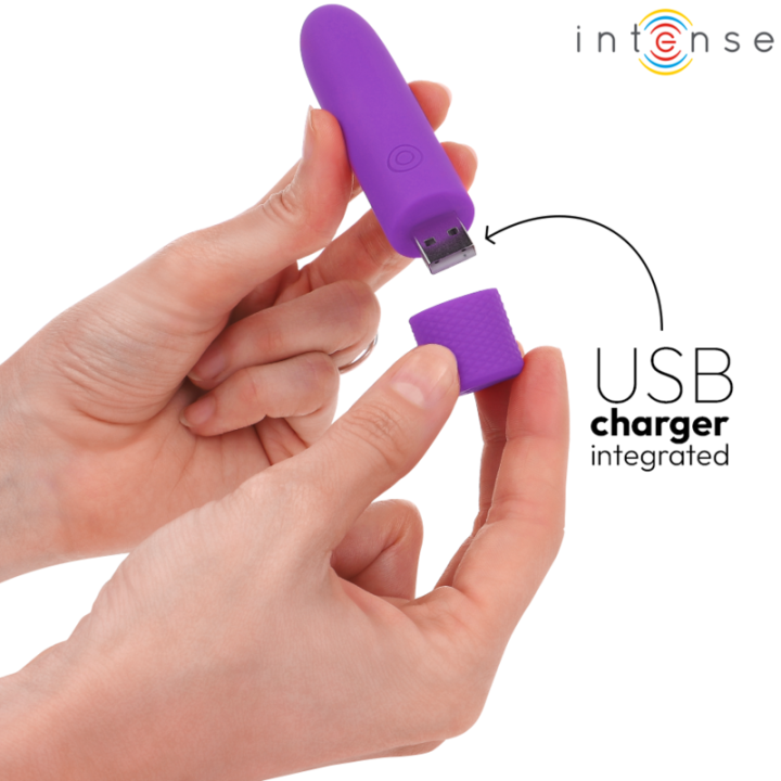Intense - Symone Usb Recarregável Vibratória Bullet 8 Vibrações Roxo 10 x 2,2 cm