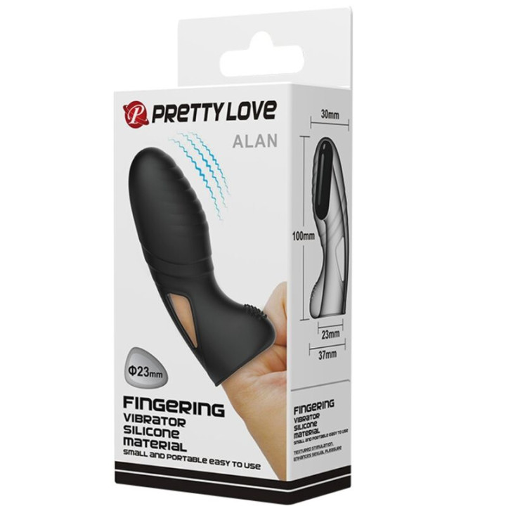 Pretty Love - Alan Silicone Finger Vibrator Black