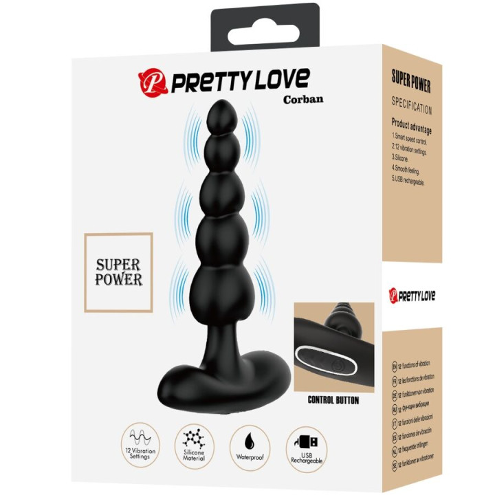 Pretty Love - Corban Anal Vibrator 10 Vibrations Black