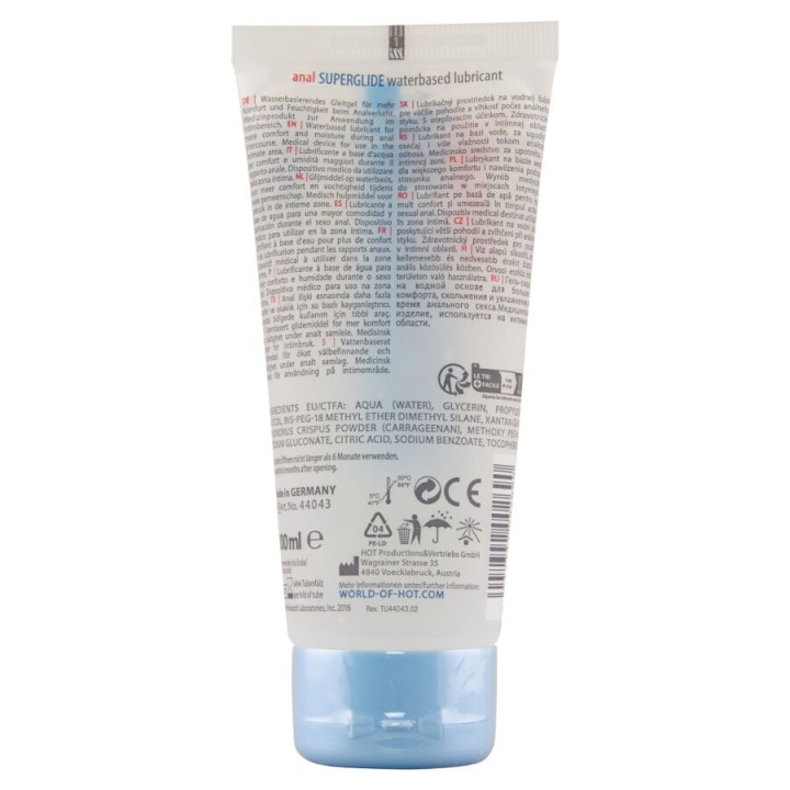 Hot - Anal Superglide Liquid Pleasure Lubrifiant à Base d'Eau 100 ml