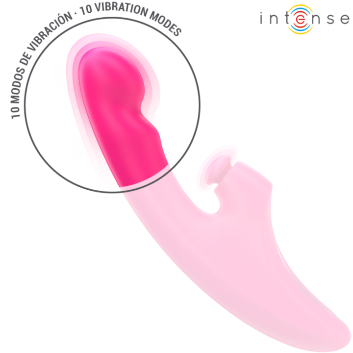 Intense - Vibrador Emi 13,5 cm Multifuncional 3 em 1 10 Vibrações Rosa