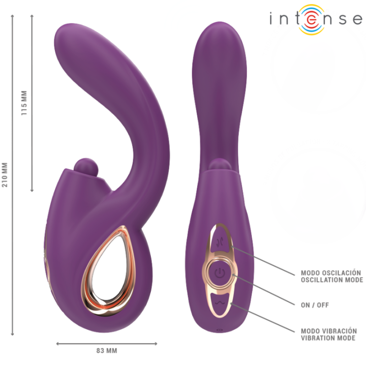 Intense - Lali Wielofunkcyjny Wibrator Punktu g, Pukający, Pchający i Wibracyjny Fioletowy