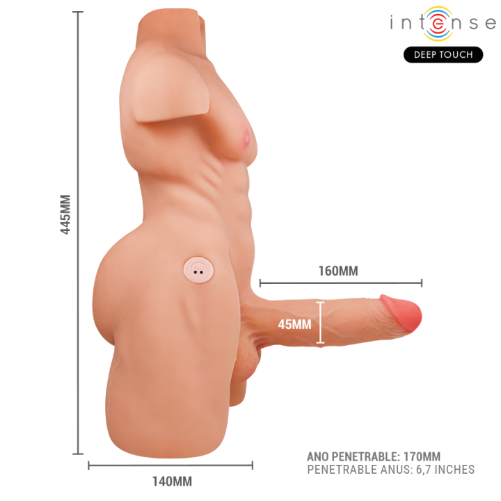 Intense Deep Touch - Marty-Torso Mit Anus Und Realistischem Dildo Mit Druck- Und Vibrationsmöglichkeiten, Fernbedienung, 6,2 kg