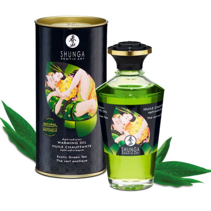 Shunga - Óleo de Massagem Com Efeito Calor de Chá Verde Orgânico 100 ml