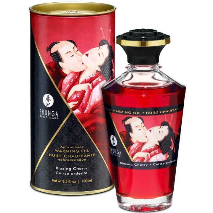 Shunga - Óleo de Massagem Efeito Calor Sabor Intenso de Cereja 100 ml