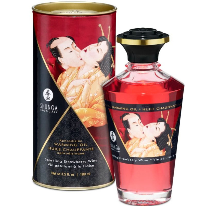 Shunga - Erdbeer- Und Cava-Wärmeeffekt-Massageöl 100 ml