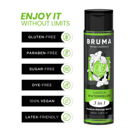 Bruma - Óleo de Massagem Premium Efeito Calor Sabor Melancia 3 em 1 - 100 ml