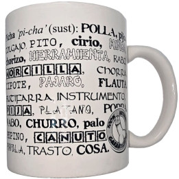 Diablo Picante - Caneca Branca Com Sinônimos de Pênis 370 ml