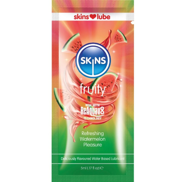 Skins - Lubrifiant Fruité à Base d'Eau Parfum Pastèque Dose Unique 5 ml