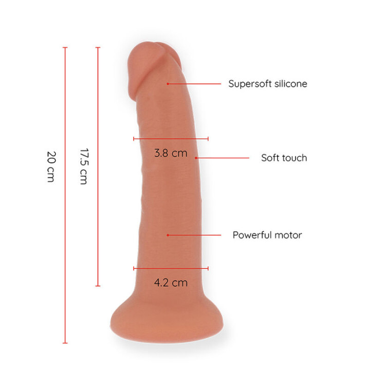 Oninder - Medium Bogotá Vibrator Dildo 9 Speeds Natural 20 cm -o- 4.2 cm - Free App