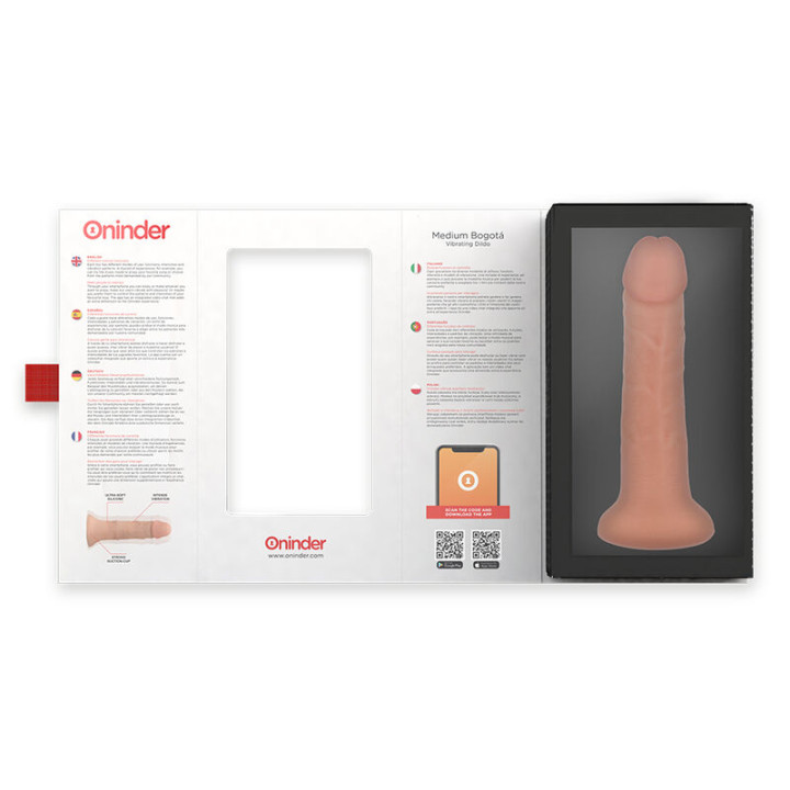 Oninder - Medium Bogotá Vibrator Dildo 9 Speeds Natural 20 cm -o- 4.2 cm - Free App