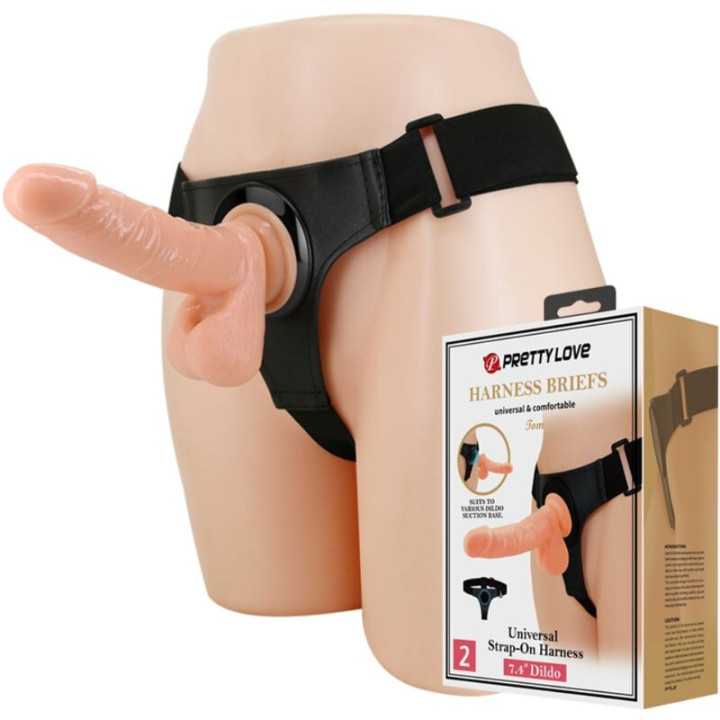 Pretty Love - Arnês Cuecas Arnês Universal Com Dildo Tom 20 cm Natural