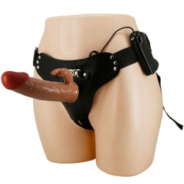 Pretty Love - Marion Harness Universal Briefs With Vibration Dildo 19 cm Brown