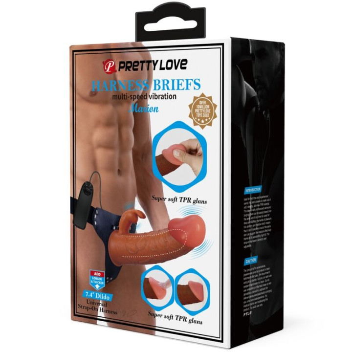 Pretty Love - Marion Harnais Slip Universel Avec Dildo Vibrant 19 cm Marron