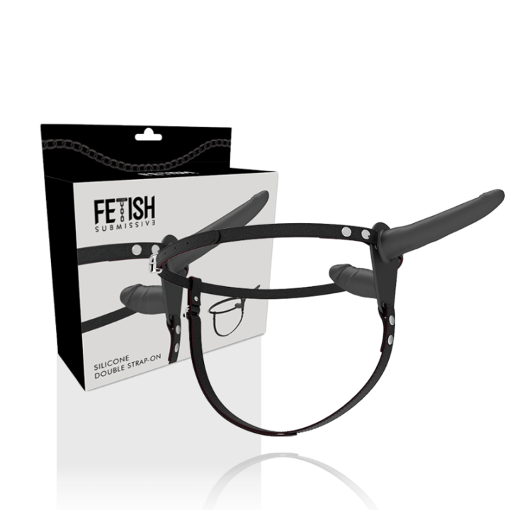 Fetisch Devot Harness - Doppelte Penetration Schwarz