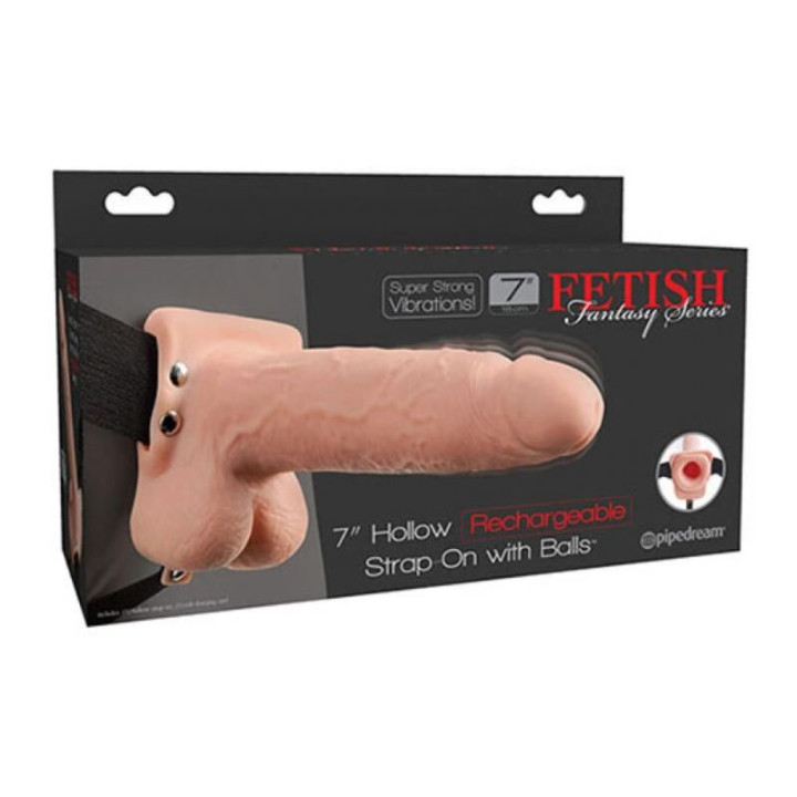 Fetish Fantasy Series - Realistyczny Wibracyjny Pusty Strap on z Jądrami 17,8 cm