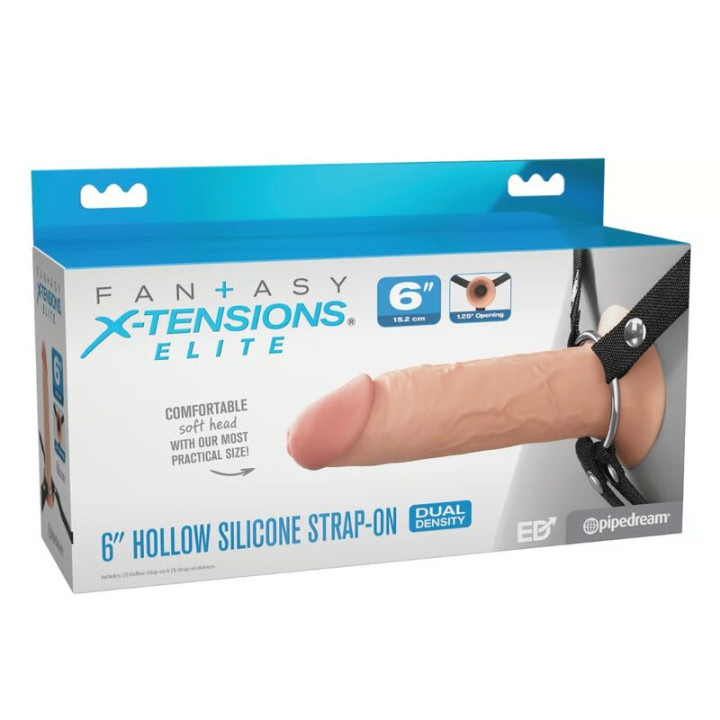 Fantasy x-Tensions Elite - Arnés Con Dildo Hueco de Silicona 15,2 cm