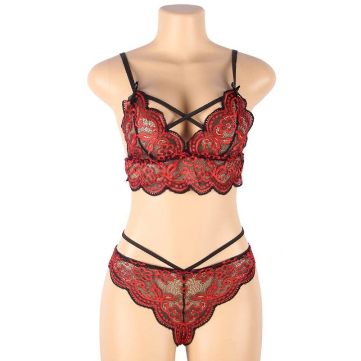 Subblime - Set Ensemble Deux Pièces Top et Culotte en Dentelle s/m
