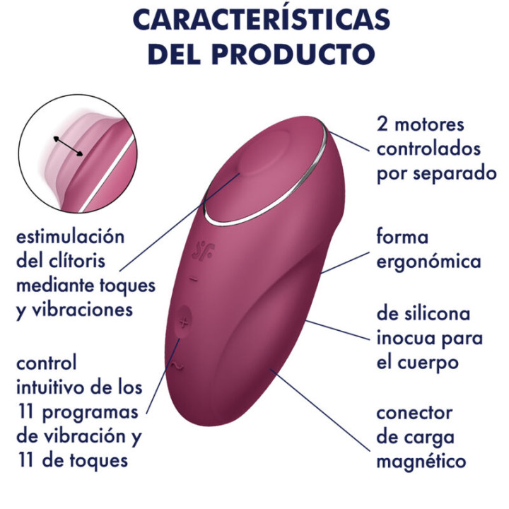 Satisfyer - Tap & Climax 1 Vibrador Lay-on Vermelho