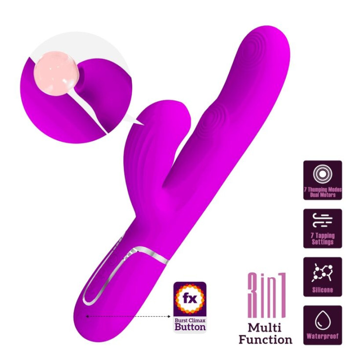 Pretty Love - Vibratore Multifunzione Perlita 3 in 1 g-Spot Viola