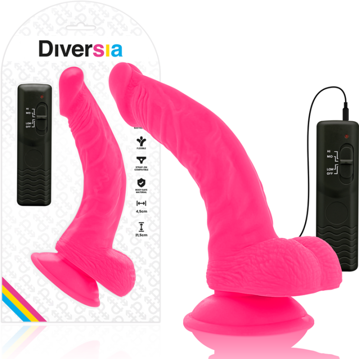 Diversia - Dildo Vibrante Flessibile Rosa 21.5 cm -o- 4.5 cm