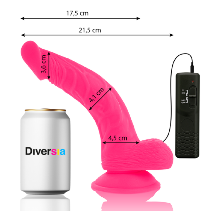 Diversia - Dildo Vibrante Flessibile Rosa 21.5 cm -o- 4.5 cm