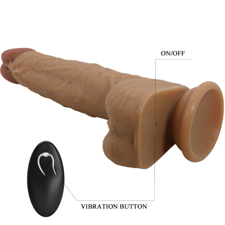 Pretty Love - Gode en Silicone Jonathan 3 Vibrations + 3 Mesures Dinsertion Télécommande 21 cm
