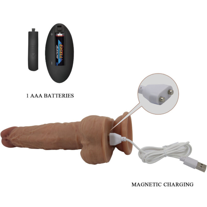 Pretty Love - Gode en Silicone Jonathan 3 Vibrations + 3 Mesures Dinsertion Télécommande 21 cm