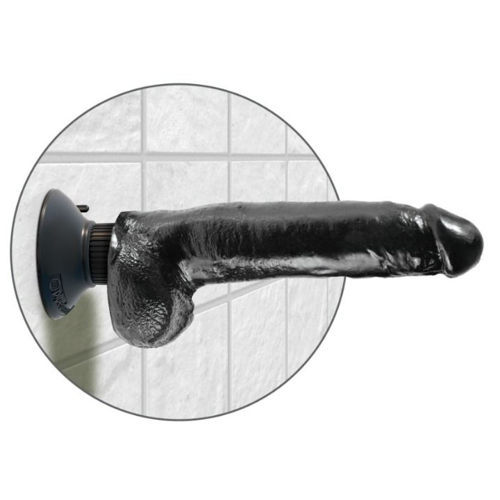 King Cock - 23 cm Wibrujacy Kogut z Kulkami Czarny