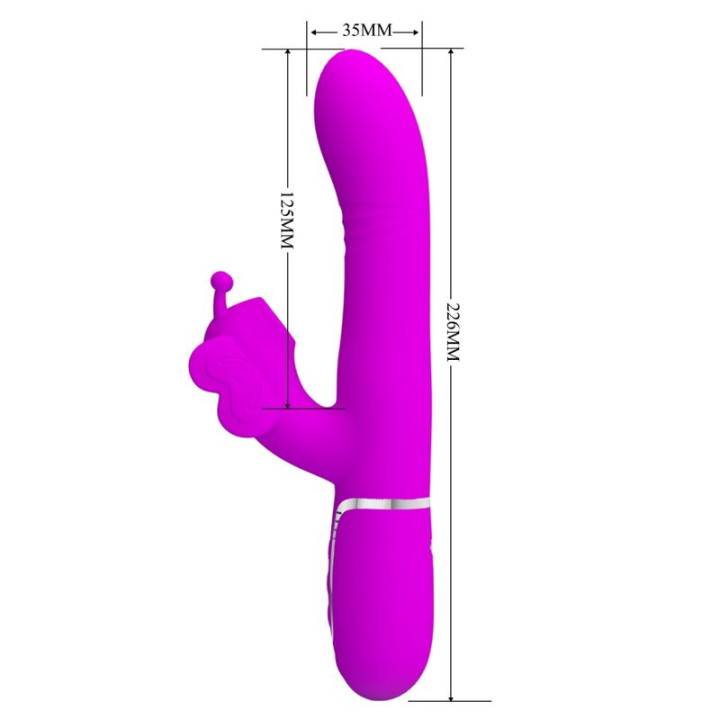 Pretty Love - Vibratore Multifunzione Rabbit 4 in 1 Farfalla Fucsia